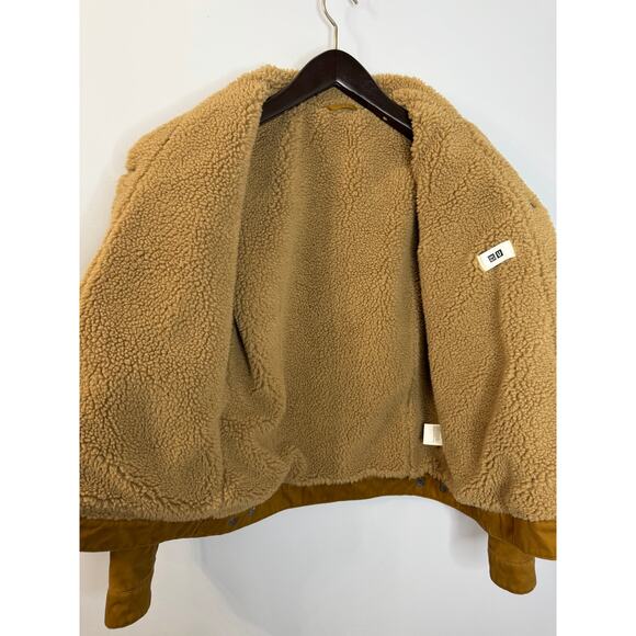 Uniqlo U Lemaire Men U Pile-lined Trucker Jacket Preppy Tan Cotton Moleskin Sz L - Picture 11 of 14